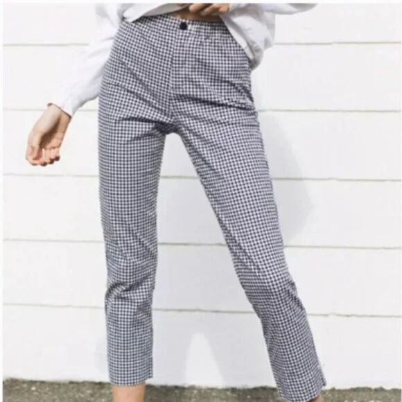 Brandy Melville Pants - Brandy Melville x John Galt Gingham Tilden Pants Ankle Crop Blue White